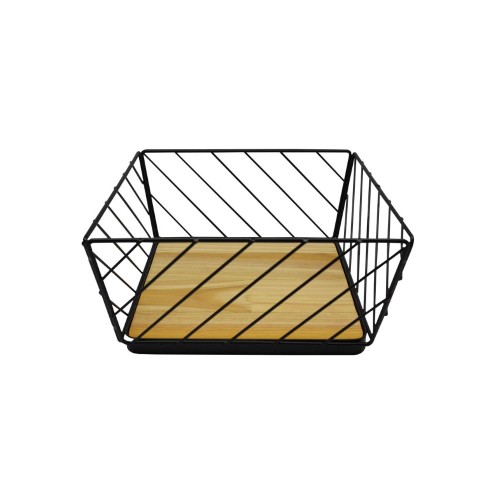 Φρουτιέρα Μαύρη Μεταλλική Με Ξύλο 23x23x11cm Ankor 819652