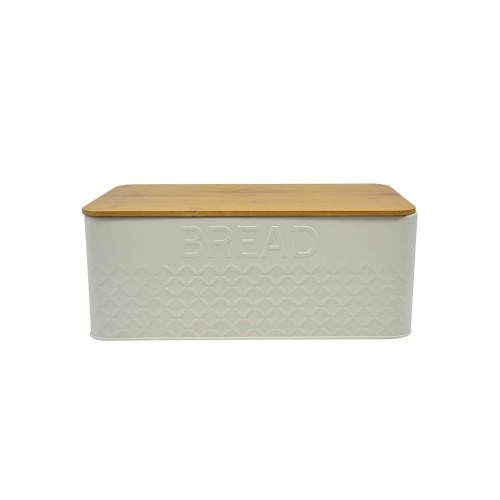 Ψωμιέρα Μεταλλική Ορθογώνια Με Καπάκι Από Ξύλο Μπαμπού Ankor 824694