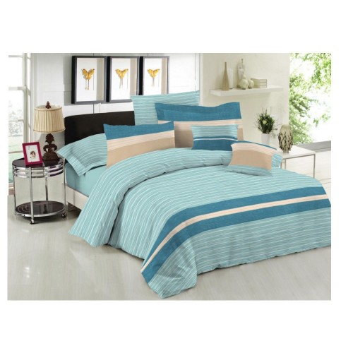 Σετ Σεντόνια Με Λάστιχο Υπέρδιπλα 240x270cm Brooklyn Aqua 100% Cotton Le Blanc Premium 7010275-23