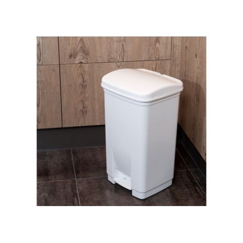 Κάδος Απορριμμάτων Με Πεντάλ Λευκός Τετράγωνος 40lt Viomes 146
